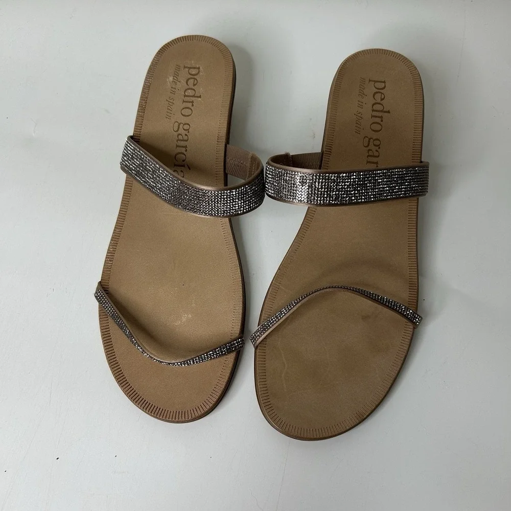 Pedro Garcia Zayna Sandals 41 US 10.5 Embellished Straps Leather Made In Spain